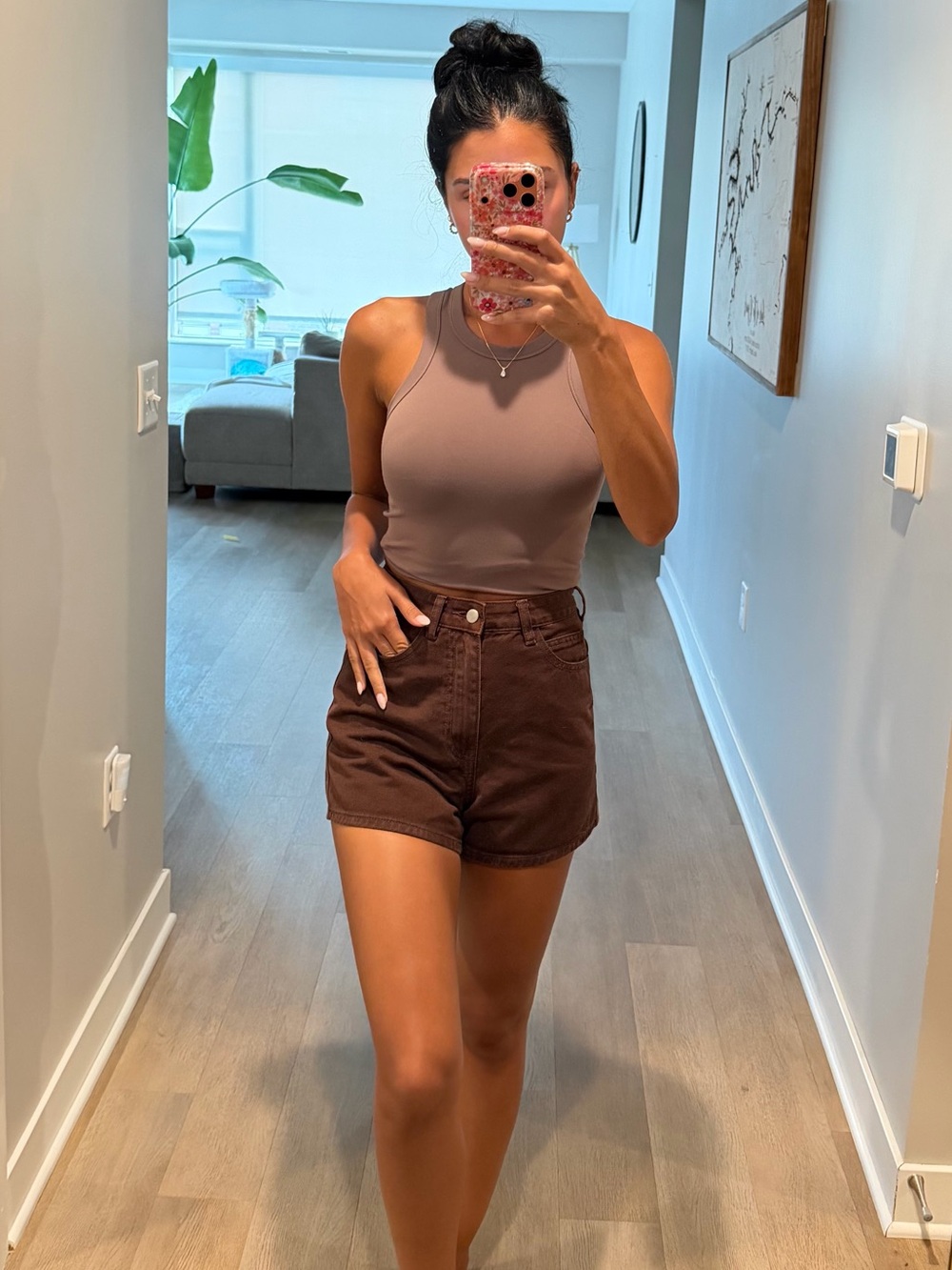 Zulu & Zephyr High Waist Shorts in Chocolate Brown